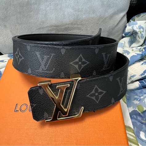 Louis Vuitton Mens Reversible Belt Black Reversible Belt, Belt Black, Louis Vuitton Men, Black Belt, Fun Bags, Smooth Leather, Dust Bag, Louis Vuitton, Leather