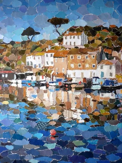 Kirsty Elson, Torn Paper Art, Torn Paper Collage, Collage Landscape, Paper Mosaic, Paper Collages, Collage Art Projects, Magazine Collage, Paper Collage Art