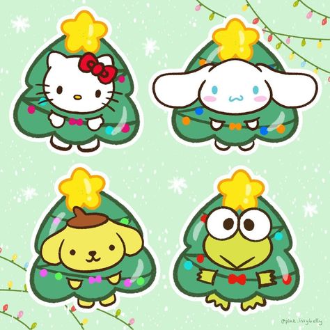 Isabelle ♡ on Instagram: “10 days till Christmas!! 🎄🤩🤩 ARE YALL EXCITED My Sanrio Christmas Tree Stickers are BACK for another year and are perfect for gifts,…” My Sanrio, Kitchen Organizing Ideas, Sanrio Christmas, Xmas Drawing, Hello Sanrio, Hello Kitty Videos, Christmas Topper, Days Till Christmas, Space Saving Kitchen