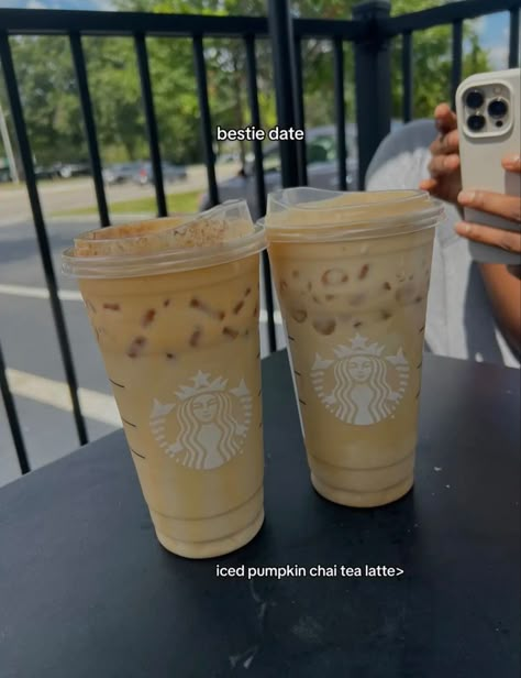 Starbucks Pumpkin Chai Tea Latte, Pumpkin Iced Chai Latte Starbucks, How To Make Pumpkin Iced Chai, Iced Pumpkin Cream Chai Starbucks, Iced Pumpkin Cream Chai, Pumpkin Chai Tea, Iced Chai Latte, Starbucks Secret Menu Recipes, Cold Coffee Recipes