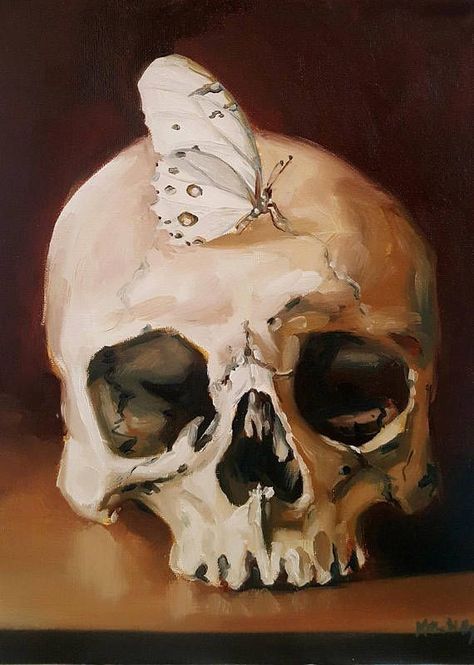 Skull Painting, Human Skull, Arte Inspo, Arte Sketchbook, A Level Art, White Butterfly, 판타지 아트, Painting Art Projects, Sketchbook Art Inspiration