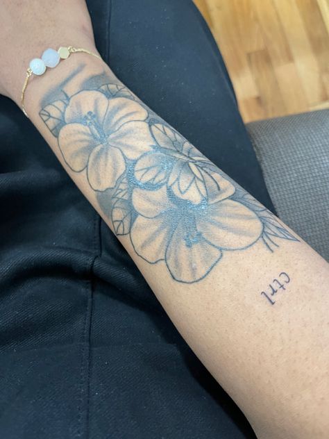 my tatts 😛 Hibiscus Flower Tattoos Sleeve, Arm Tattoos Black, Butterfly Tattoos On Arm, Puzzle Tattoos, Hibiscus Tattoo, Cute Hand Tattoos, Small Forearm Tattoos, Flower Tattoo Arm, Skeleton Hand Tattoo