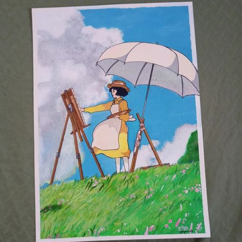 When Wind Rises, Anime Drawing Watercolor, Ghibli Drawing Sketch, Ghibli Art Draw, When The Wind Rises, Studio Ghibli Painting, Ghibli Painting, The Wind Rises, Wind Rises