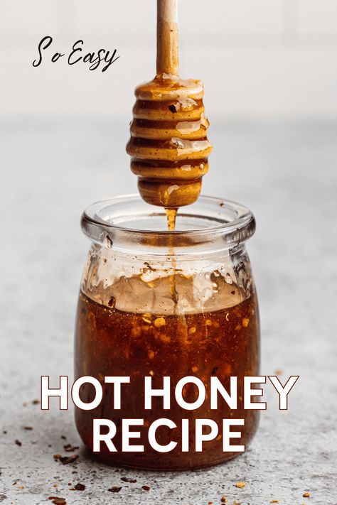 Whip up this Hot Honey sauce in no time! It's a simple recipe that's a great copycat of Mike's, but you can easily make it at home. Just mix honey, your favorite vinegar-based hot sauce like Frank's or Tapatio, minced garlic, cayenne pepper, and chili flakes if you like it extra spicy. Microwave it for 30-45 seconds, stir, and you've got the perfect sweet and spicy sauce. Drizzle it over chicken wings for an irresistible flavor boost. This quick sauce idea is a game-chan...  via @betrfromscratch Hot Honey Sauce Recipe, Honey Sauce Recipe, Homemade Hot Honey, Fridge Staples, Hot Honey Sauce, Wings At Home, Flavored Honey, Hot Honey Recipe, Chicken Wing Sauces