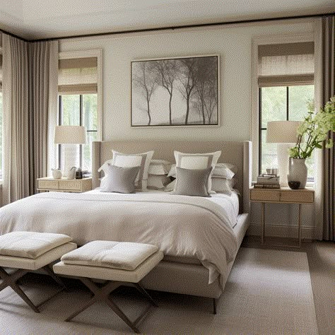 Learn How To Arrange a Bedroom With Two Windows Bedside Window Ideas, Window On Both Sides Of Bed, Windows Flanking Bed, Bedroom Ideas With Windows Beside Bed, Headboard Wall With Window, Accent Wall Bedroom With Two Windows, Windows Beside Bed, Windows On Each Side Of Bed, Bedroom Interior With Window