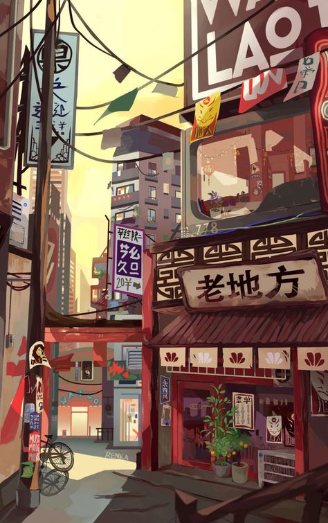 Noodle Shop by renkaz on @DeviantArt Noodle Shop, Pixel Art Background, Tumblr Post, Aesthetic Wallpaper Iphone, 8bit Art, City Drawing, Japon Illustration, Pop Art Wallpaper, Anime Backgrounds Wallpapers