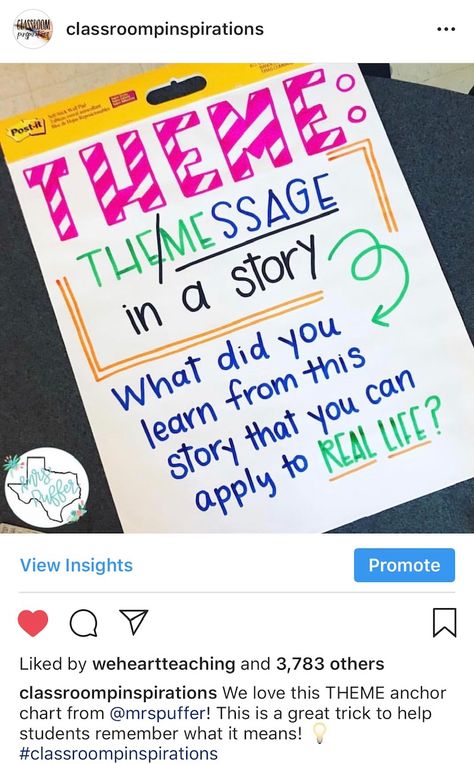 Theme Anchor Chart, Teacher Instagram, Theme Anchor Charts, Ela Anchor Charts, Teaching Themes, Teaching 5th Grade, Classroom Anchor Charts, Teaching Second Grade, Writing Anchor Charts