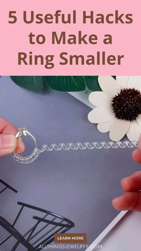 Hacks For Loose Rings, How To Tighten Loose Ring, How To Make Big Rings Fit, How To Turn A Ring Into A Necklace, How To Make Your Ring Fit Tighter, Ring Size Adjuster Hack, Diy Ring Size Adjuster, How To Make A Ring Fit Tighter, How To Make A Ring Smaller