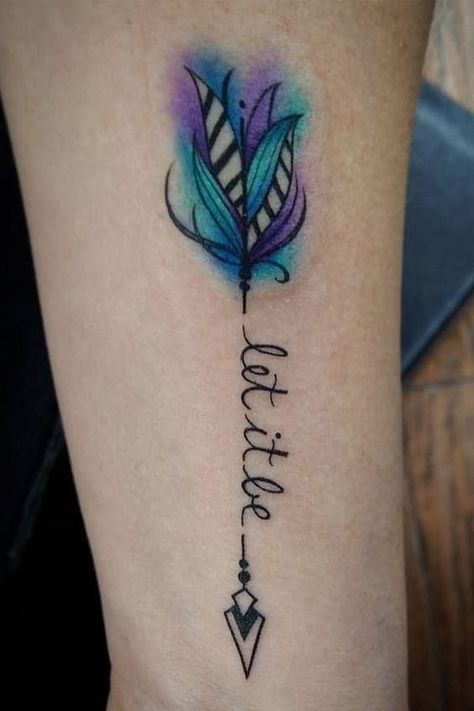 Let It Be Tattoo, Watercolor Arrow Tattoo, Sky Tattoo, Arrow Tattoos For Women, Targaryen Tattoo, Go Tattoo, Tiny Wrist Tattoos, Dragon Tattoo For Women, Anklet Tattoos