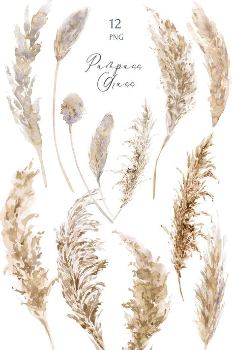 Feather Clip Art, Bohemian Wedding Invitation, Grass Clipart, Tropical Frames, Invitation Frames, Bohemian Wedding Invitations, Boho Watercolor, Watercolor Plants, Wreath Watercolor