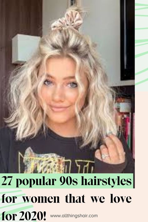 1995 Hairstyles Women, How To Do 90s Hair, Hairstyles Of The 90s, 90s Easy Hairstyles, Simple 90s Hairstyles, 90s Mom Hairstyles, Punk Concert Hair, 90s Womens Hairstyles, 90s Country Hairstyles