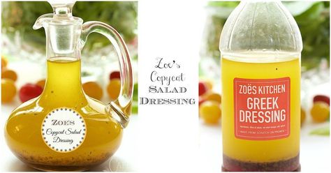 If you've never been to Zoe's Kitchen, you'll flip over this delicious Greek dressing. It takes just minutes to throw together! Copycat Salad, Zoes Kitchen, Greek Dressing, Salad Dressing Recipe, Dried Basil, Greek Salad Recipes, Ambrosia Salad, Wine Vinegar, Salad Dressing Recipes