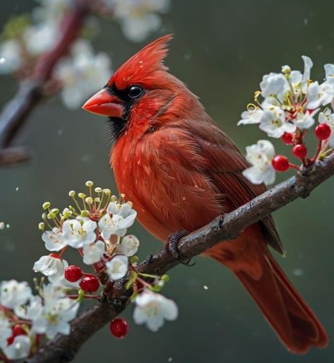 Red Cardinal Photography, Red Bird Aesthetic, Cardinal Reference, Birds Cuddling, Cardinal Photography, Cardinal Photo, Cardinal On A Branch, Cardinals Birds, Cardinal Birds Art