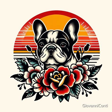 Traditional Rottweiler Tattoo, Traditional French Bulldog Tattoo, American Bulldog Tattoo, Dog Traditional Tattoo, Bulldog Tattoo Design, Pet Portrait Tattoos, Boxer Dog Tattoo, Bull Terrier Tattoo, France Tattoo