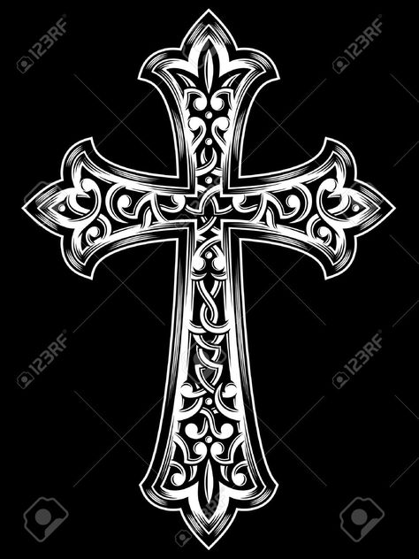 Antique Christian Cross Vector. Christian Cross Images, Cross Drawing, Celtic Cross Tattoos, Cross Pictures, Cross Vector, Marquesan Tattoos, Cross Wallpaper, Cross Tattoo Designs, Cross Art