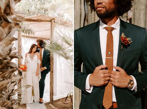 Southwestern Bohemian Fiesta at Acre Baja Terra Cotta Groomsmen, Sage Wedding Groom, Terracotta Wedding Groom, Terracotta Groom, Terracotta Wedding Groomsmen, Groom Suit Green, Sage Green And Terracotta Wedding, Orange Groomsmen, Acre Baja