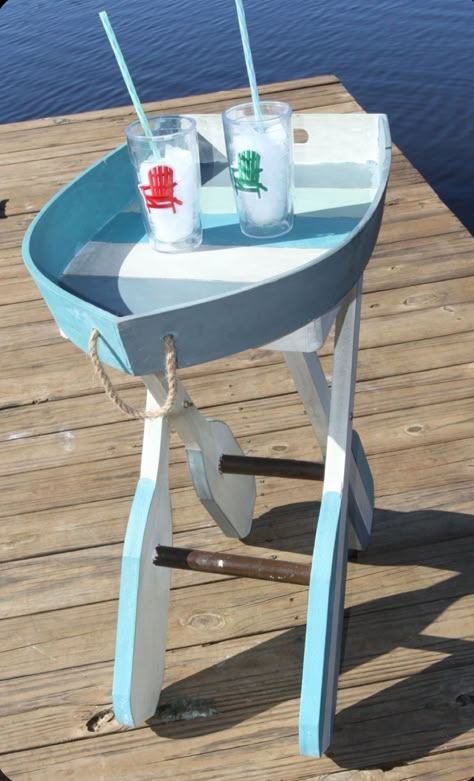 Nautical Patio, Boat Table, Folding Boat, Seaside Garden, Nautical Crafts, Seaside Decor, Beachy Decor, Beach Diy, Small Wood Projects