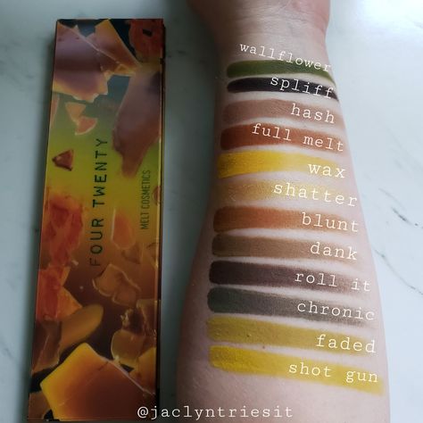 Melt Four Twenty Palette Four Twenty Palette Looks, Four Twenty, Eyeshadow Ideas, Eyeshadow Collection, Melt Cosmetics, Makeup Swatches, Dark Matter, My Makeup, Voss Bottle