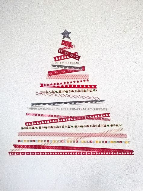 Washi tape Christmas tree Washi Tape Christmas Tree, Tape Christmas Tree, Washi Tape Wall Decor, Washi Tape Christmas, Washi Tape Wall, Christmas Window Display, Christmas Tree Crafts, Minimalist Christmas, Christmas Window