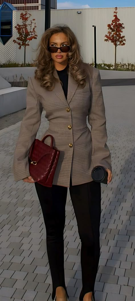 Tea Outfits For Women Winter, Biltmore Estate Outfit, Elegant Winter Outfits Classy, Car Sales Woman Attire, Paris Outfits Winter French Style, Cafe Outfit Ideas, Khaki Blazer Outfit, Classic Ingenue Style, Corporate Baddie Outfits