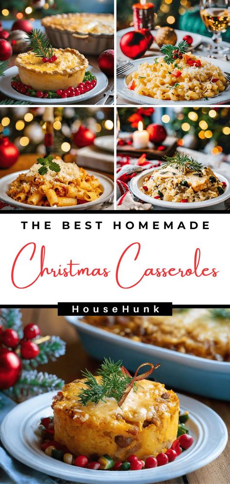 Lazy Christmas Dinner, Christmas Eve Casserole Recipes, Holiday Casseroles Christmas, Christmas Eve Casserole, Christmas Dinner Casseroles, Christmas Casserole Dinner, Holiday Casserole Recipes, Winter Casserole Recipes, Christmas Casserole Recipes