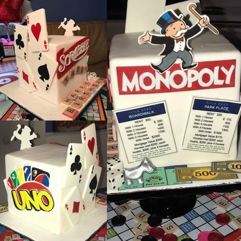 Game Night Cake Ideas, Game Night Cake, Price Is Right Party, Game Night Birthday Party, Dinosaur Cake Ideas, 70th Birthday Ideas For Mom, 34 Birthday, Birthday Ideas For Mom, Monopoly Party