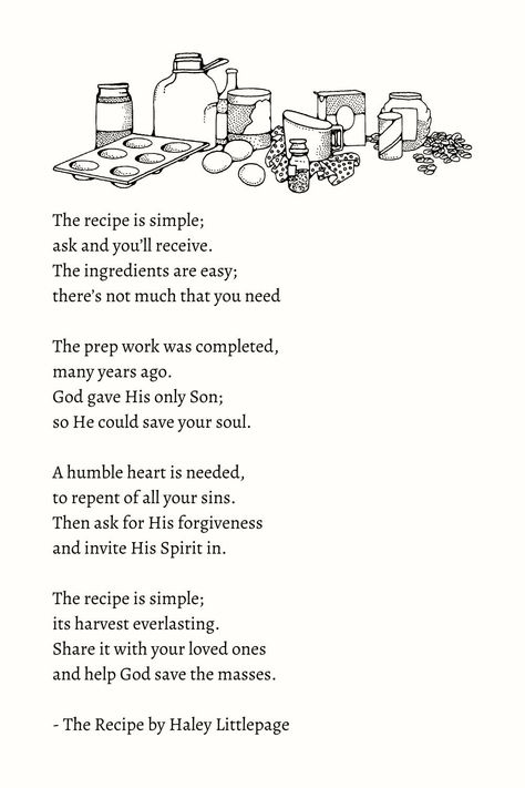 The Recipe | Homemaker Poetry Series — Humbly Haley Christian Poems On Love, Christian Spoken Word Poetry, Christian Poems Of Encouragement, Christian Love Poems, Poems About Gods Love, Christian Family Quotes, Poems About Jesus, Faith Poems, Poems About Family