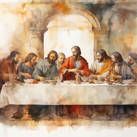 Vector Última cena de jesús y sus apósto... | Premium Vector #Freepik #vector #religioso #hombre #iglesia #tabla Last Supper Art, The Last Supper Painting, Jesus Last Supper, Religious Pictures, The Last Supper, Pictures Of Jesus Christ, Eucharist, Last Supper, Jesus Pictures