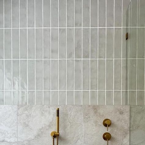 TileCloud on Instagram: "@bellysplumbingandbathrooms have used our Byron in ivory tiles so beautifully 🥰 The tone of the tile works so perfectly with our Newport sage subways, that they have used on the walls in a vertical stacked pattern. Thank you for sharing the pics with us @bellysplumbingandbathrooms" Stack Bond Tile Bathroom, Sage Tiles, Vertical Straight Stack Tile, Vertical Stack Bond Tiles, Stacked Bond Subway Tile, Green Stacked Tile, Splurge Vs Steal, Natural Tile, New Bathroom Ideas