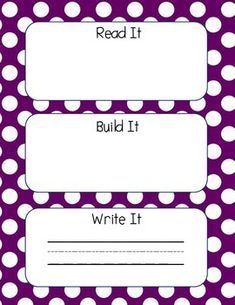 Read It, Build It, Write It Kindergarten Reading Centers, Preschool Sight Words, Kindergarten Language Arts, Elementary Learning, 1st Grade Writing, Sight Word Reading, Inclusion Classroom, Preschool Literacy, Sight Words Kindergarten