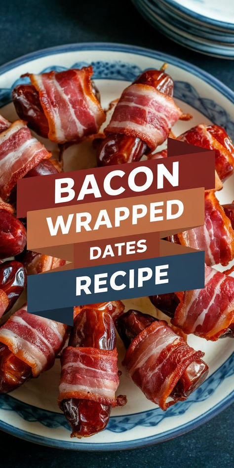 These Bacon Wrapped Dates are the perfect combination of sweet and savory! Sweet, caramelized dates wrapped in crispy, smoky bacon—an irresistible appetizer or snack! Bacon Wrapped Dates No Cheese, Dates Wrapped In Bacon Appetizers, Dates With Bacon Appetizer, Bacon Covered Dates, Date Bacon Appetizer, Bacon Dates Appetizer, Date Wrapped In Bacon, Low Carb Date Recipes, Dates With Bacon