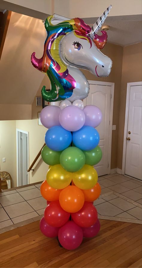 Lisa Frank Birthday Party Decorations, Lisa Frank Birthday Party, Rainbow Unicorn Birthday Party, Unicorn Decor, Beautiful Balloons, 5 Birthday, Unicorn Balloon, Unicorn Birthday Cake, Rainbow Unicorn Birthday