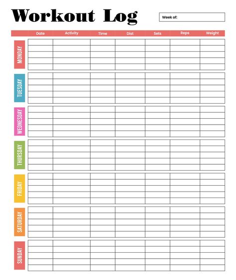 Printable Exercise Log Workout Workout Sheets Printable, Workout Chart Printable, Workout Checklist Printable, Workout Cheat Sheet, Work Out Chart, Exercise Chart Printable, Printable Exercise Chart Workout, Noteful Templates, Workout Chart Tracker