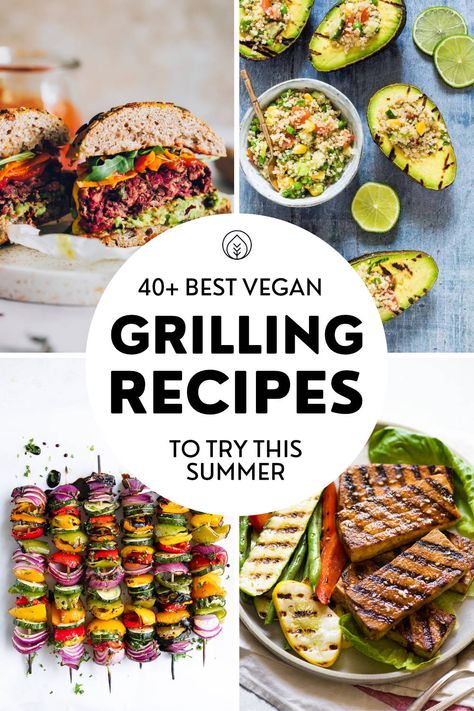 Here are our favorite vegan sides, appetizers, hearty mains and delicious desserts for your next BBQ or grilling event! We collected the top 40+ easy, healthy and delicious recipes like burgers, summer salads, cake, fruity treats and more vegetarian plant-based goodness for 4th of July and beyond. Try these cookout ideas for yourself, your family or a crowd this summer and surprise everyone with some meatless mains and kid-friendly scrumptious vegan grilling recipes! Healthy Cookout, Vegan Grilling Recipes, Vegetarian Grilling Recipes, Bbq Grilling Recipes, Vegan Bbq Recipes, Grill Dessert, Vegetarian Grilling, Grilling Recipes Sides, Vegan Barbecue