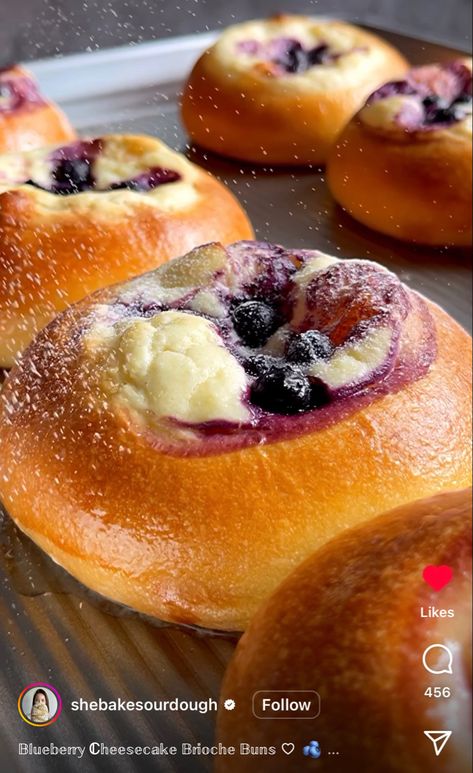 Sourdough Blueberry Brioche Tarts, Cheesecake Brioche Buns, Stuffed Brioche Buns, Blueberry Cheesecake Brioche Buns, Filled Brioche Buns, Cheesecake Buns, Blueberry Brioche, Fluffy Bun, Custard Buns