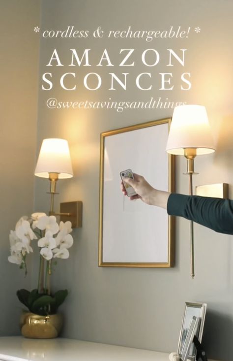 Sconces Living Room Tv, Amazon Lights, Sconces Next To Tv, Wall Sconces Living Room, Sconces Living Room, Teachers Lounge, Desk Area, Rechargeable Light, Sconces Bedroom