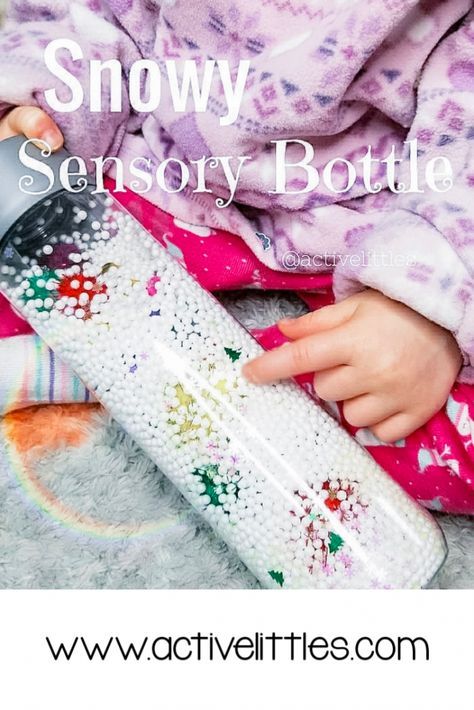 Baby Sensory Christmas Ideas, Snow Sensory Bottle, Snowman Sensory Bottle, Christmas Sensory Bottles, Christmas Sensory Activities, Sensory Bottles For Toddlers, Rainbow Sensory Bottles, Sensory Snow, Christmas Sensory