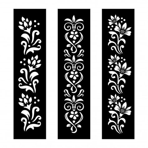 Black and white floral banners | Premium Vector #Freepik #vector #flower #floral #love #hand Jaali Design, Laser Cut Stencils, Idee Cricut, Motif Art Deco, Floral Banners, Flower Stencil, Temporary Tattoo Designs, Stencil Patterns, Lasercut Design