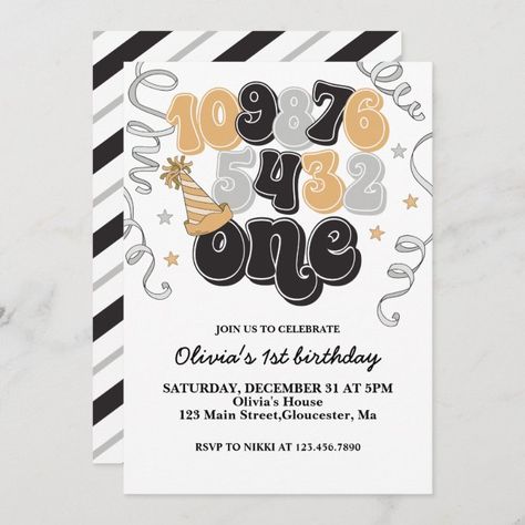 New Years Eve Countdown First Birthday Invitation - tap/click to get yours right now! #new #years, #year #baby, #countdown, New Year’s Eve First Birthday, First Birthday New Years Theme, New Years First Birthday Party, New Years Eve Countdown, New Years Eve Birthday Party, New Years Party Themes, First Birthday Template, Baby Countdown, New Year's Eve Countdown