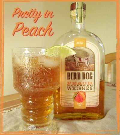 Pretty in Peach Cocktail  (1 serving)  3 oz. Bird Dog Peach Flavored Whiskey  12 oz. Lipton’s Sparkling Iced Tea in Peach flavor  Ice  Lime (garnish)  Pour 3oz. of Bird Dog Peach Flavored Whiskey over ice in 16 oz. glass. Top with 12 oz. of Lipton’s Sparkling Iced Tea in Peach flavor. Garnish with lime and enjoy!  www.knifeandneedle.net www.etsy.com/shop/knifeandneedle Jim Beam Peach Drinks, Bird Dog Whiskey Recipes, Jim Beam Apple Recipes, Alcohol Cart, Peach Whiskey Drink, Bird Dog Whiskey, Lime Garnish, Flavored Whiskey, Bottle Of Whiskey