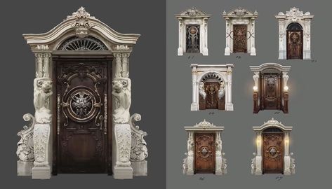 Concept Art Castle, Castle Dimitrescu, Castle Doors, Village Art, Resident Evil Village, Anime Zodiac, Props Concept, Environment Props, Door Art