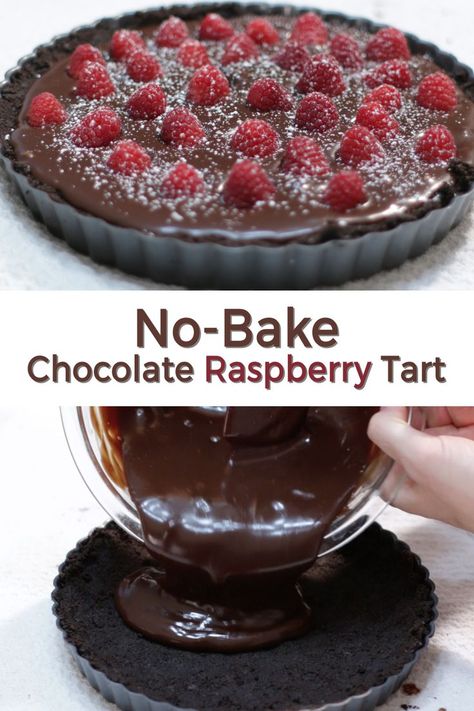 No Bake Tart Recipes, Raspberry Tart Recipe, Chocolate Raspberry Tart, Tart Chocolate, Chocolate And Raspberry Tart, Pastas Recipes, French Baking, Raspberry Tart, Raspberry Desserts