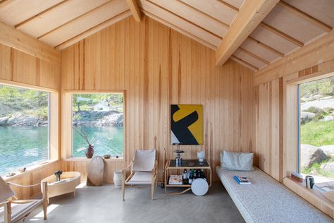 Modest cabin creates drama in Norway | Wallpaper Norway Wallpaper, Modest House, Norwegian Cabin, Norwegian Landscape, Simple Cabin, Cottage Extension, Open Plan Living Room, Wooden Sheds, Beautiful Cottages