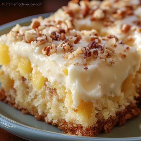 Delicious Hawaiian Pineapple Cake Recipe - My Home Made Recipe Easiest Pineapple Cake Recipe, Easy Pineapple Cake, Pineapple Cake Recipe, Pineapple Desserts, Pineapple Recipes, Pineapple Cake, A Piece Of Cake, Piece Of Cake, Cake With Cream Cheese