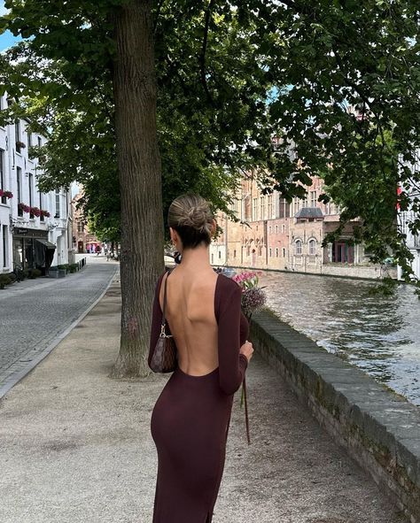 fits Check more at https://beautyfashionideas.com/dress/fits/ Brown Backless Dress, Backless Dress Aesthetic, Brown Dress Aesthetic, Aesthetic Brown, Aesthetic Nature, Dress Aesthetic, Brown Dress, Photo Inspo, Backless Dress