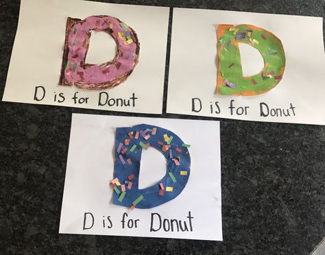 D is for Donut! Letter D craft for preschool. D Craft For Preschool, D Activity For Preschoolers, D Is For Craft Preschool, Letter D Craft For Preschool, Letter D Math Activities For Preschool, Letter D Activity For Preschoolers, D Projects For Preschool, Letter D Crafts For Kindergarten, Letter D Arts And Crafts For Preschool