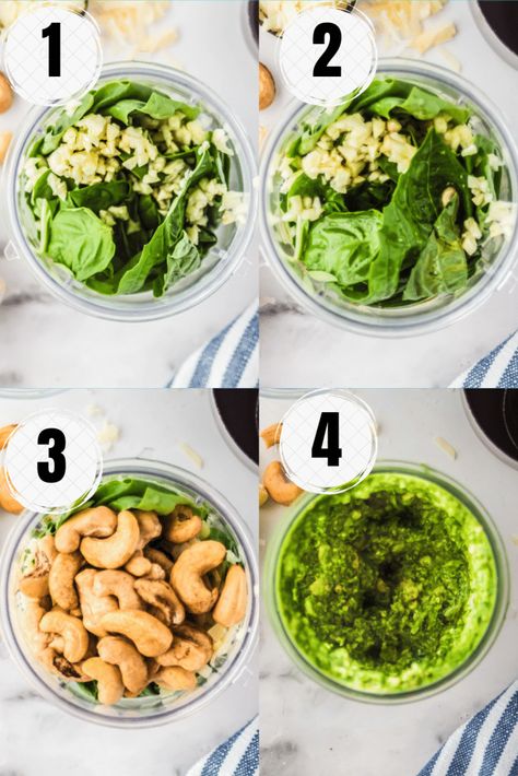 Pesto Recipe No Cheese, How To Use Pesto, Cashew Pesto Pasta, Pesto Recipe With Cashews, Easy Pesto Recipe Without Pine Nuts Healthy, Pesto With Cashews, Pesto No Pine Nuts Recipe, Cashew Pesto Recipe, Cashew Basil Pesto