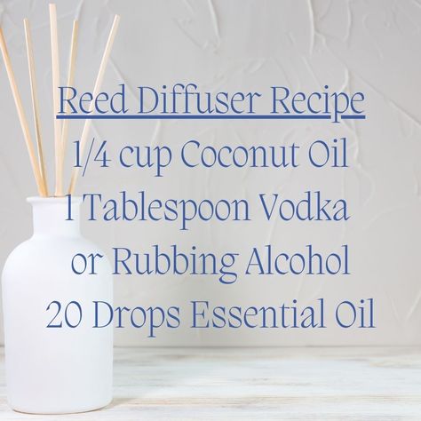 Reed Diffuser Recipe for those who'd like to switch out the chemical fragrances for the natural fragrance of essential oils. Coconut or carrier oil, alcohol and essential oils make this an easy recipe for anyone to make. Great easy DIY recipe or DIY gift idea. #theoilhouse #reeddiffuser #reeddiffusers #reeddiffuserhomefragrance #homefragrance #fragrance #naturalhome #greenhome #diycrafts #diyhomedecor #diyrecipe #essentialoilrecipes #essentialoilrecipe #australia Homemade Reed Diffuser Oil, How To Make A Reed Diffuser Diy, Christmas Reed Diffuser Recipe, Make Your Own Reed Diffuser Oil, Homemade Reed Diffuser Oil Recipes, How To Make Reed Diffuser Oil Diy, Diy Reed Diffuser Oil Recipe, How To Make Diffuser Oil, Diy Reed Diffuser Recipes