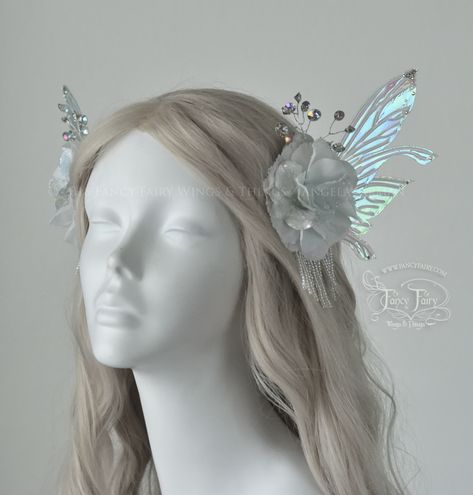 Forest Fairy Headpiece, Angel Headpiece, Ocean Crown, Fairy Headpiece, Sleeping Beauty Fairies, Fairy Ears, Recycled Dress, White Fairy, Fairy Outfit