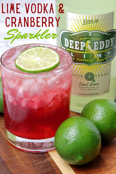 This Lime Vodka and Cranberry Sparkler is a deliciously refreshing spring or summer cocktail. Made with Deep Eddy Lime Vodka, cranberry juice, and a splash of club soda. Vodka And Cranberry Drinks Cocktails, Lime Vodka Drinks Recipes, Deep Eddy Cranberry Recipes, Vodka And Lime Cocktails, Vodka And Soda Recipes, Vodka Soda With Lime, Vodka Club Soda Drinks, Drinks With Club Soda Cocktails, Cranberry Lime Cocktail